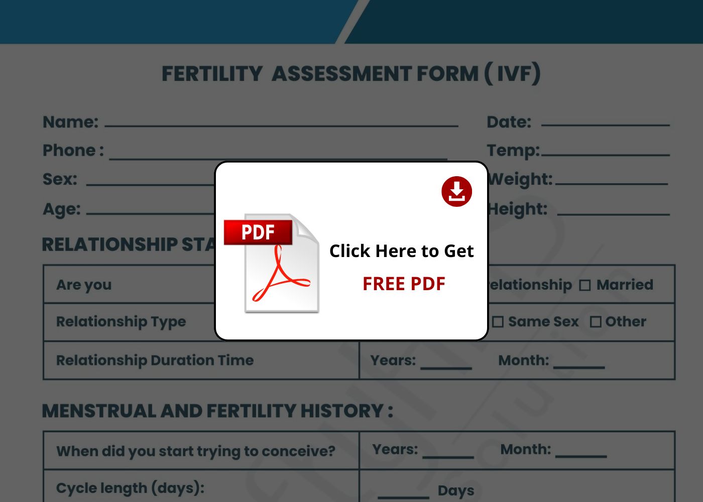 Download Free IVF Patient Assessment Form in Arabic